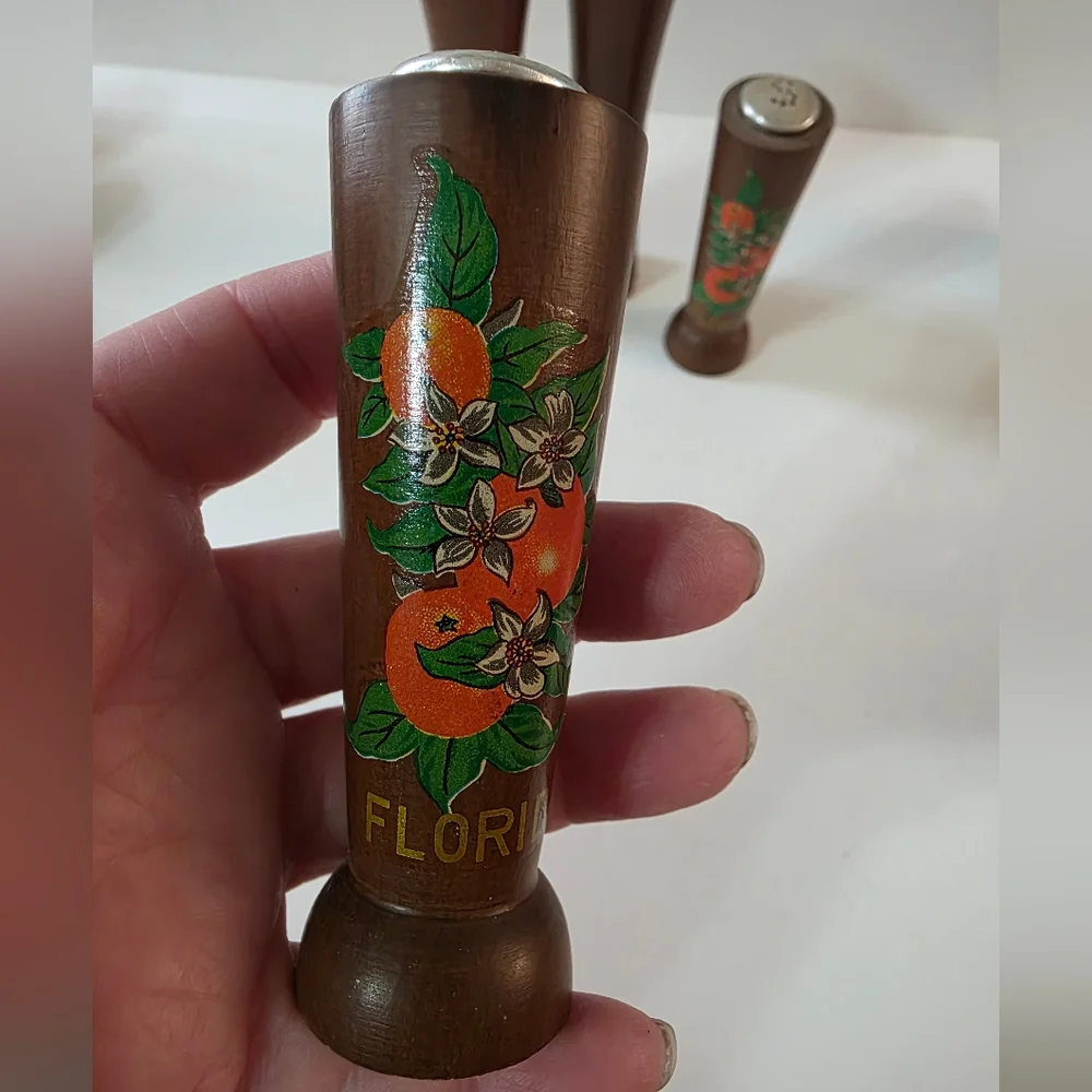 Vtg MCM Florida Souviner Salt Pepper Shaker Sets Oranges Flamingos #286